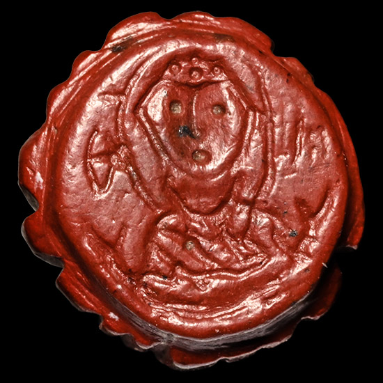 Byzantine Red Stone Stamp Seal with Bust of Mary