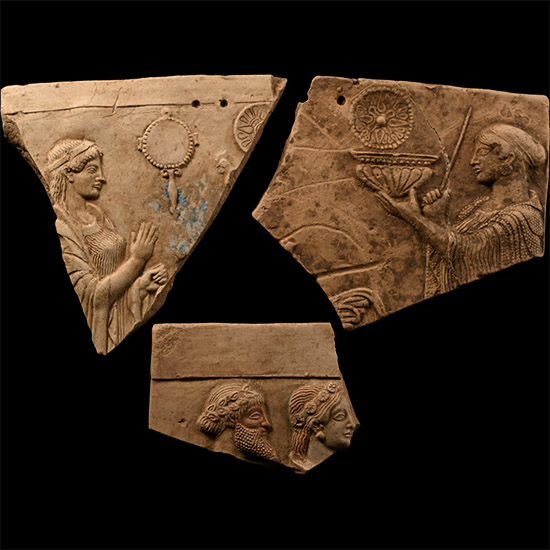 Greek Style Terracotta Plaque Frangment Group