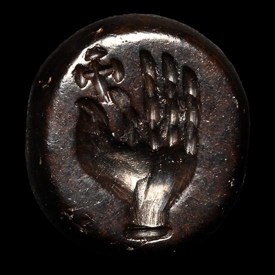 Sasanian Stone Stamp Seal with Hand