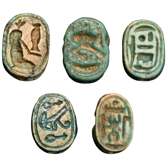 Egyptian Miniature Blue Glazed Scarab Collection