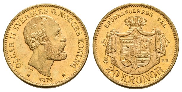 Sweden. Oscar II, AV 20 Kronor.