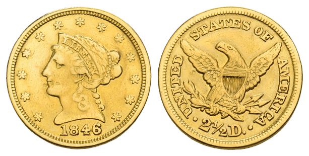 United States of America. Federal Republic AV 2 1/2 Dollars.