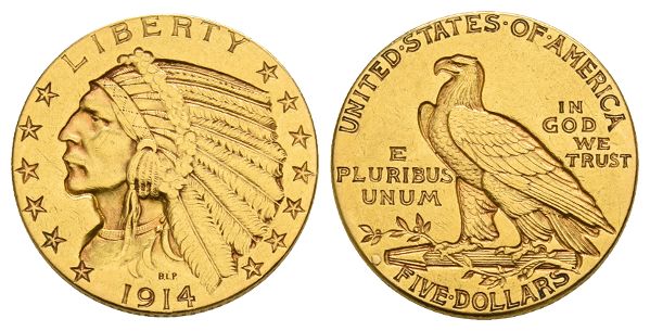 United States of America. Federal Republic AV 5 Dollars.