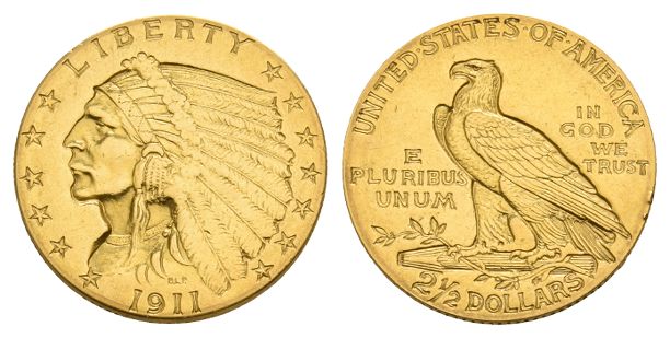 United States of America. Federal Republic AV 2 1/2 Dollars.