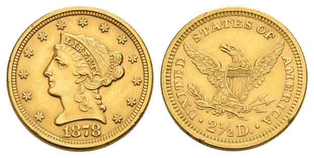United States of America. Federal Republic AV 2 1/2 Dollars.
