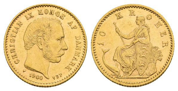 Denmark. Christian IX AV 10 Kroner.