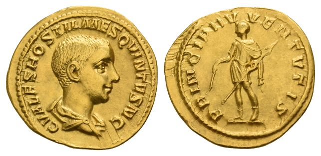 Hostilian, as Ceasar, AV Aureus.