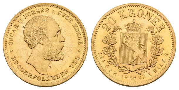 Norway. Oscar II AV 20 Kroner.