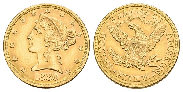 United States of America. Federal Republic AV 5 Dollars.