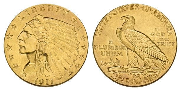 United States of America. Federal Republic AV 2 1/2 Dollars.