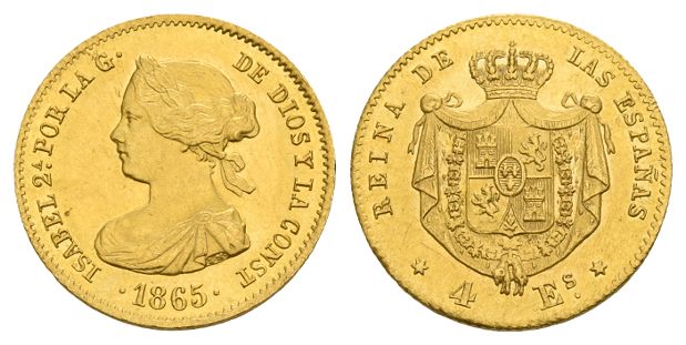 Spain. Isabel II AV 4 Escudos.
