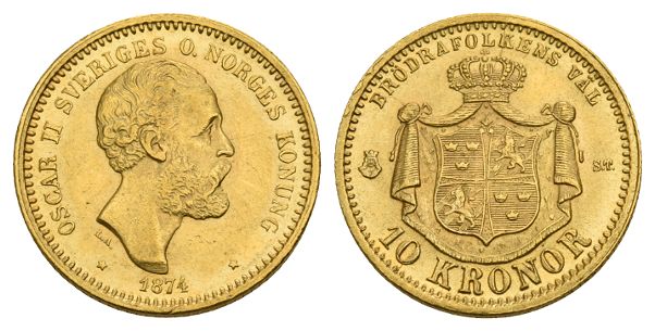 Sweden. Oscar II AV 10 Kronor.