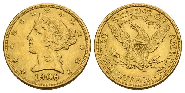 United States of America. Federal Republic AV 5 Dollars.