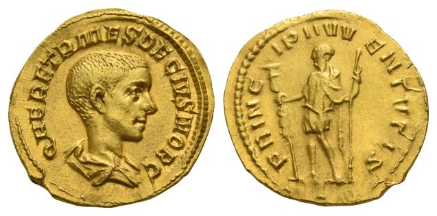 Herennius Etruscus, as Caesar AV Aureus.
