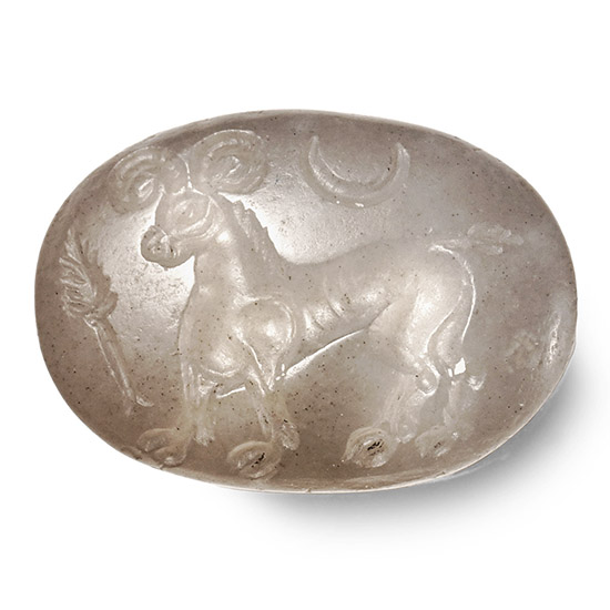 Neo-Babylonian Chalcedony Stamp Seal with Horned Ibex