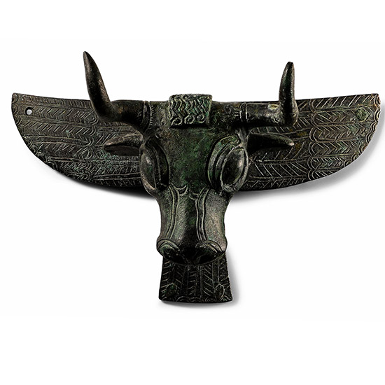 Urartu Bull-Headed Bronze Cauldron Applique