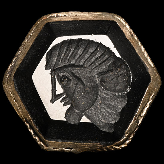 Bedouin Silver-Coloured Ring with Bearded Portrait Gemstone