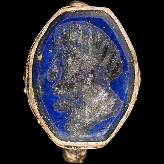 Bedouin Silver-Coloured Ring with Portrait Gemstone
