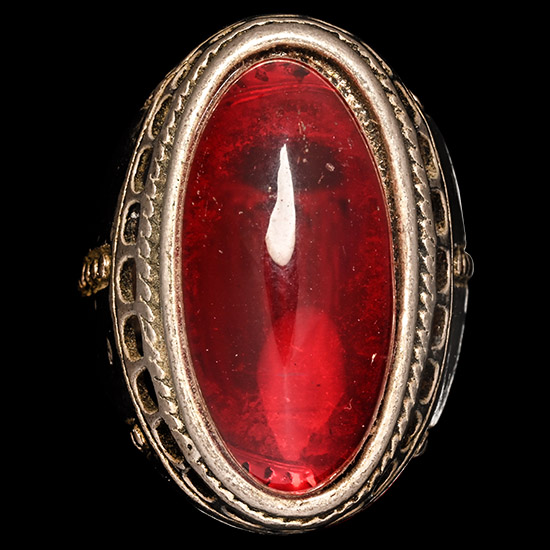 Bedouin Silver-Coloured Ring with Glass Cabochon