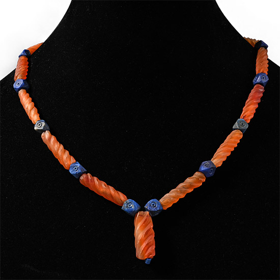 Lapis Lazuli and Orange Glass Bead Necklace String