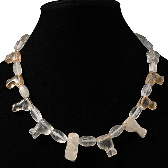 Rock Crystal Bead Necklace String with Cat Amulets