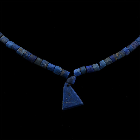 Lapis Lazuli Bead Necklace String with Triangular Pendant