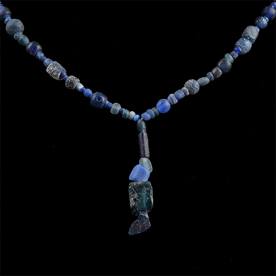 Roman and Other Dark Blue Glass Bead Necklace String