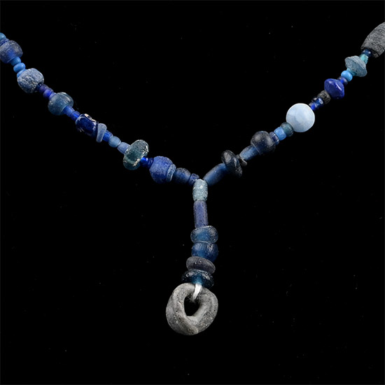 Roman and Other Dark Blue Glass Bead Necklace String
