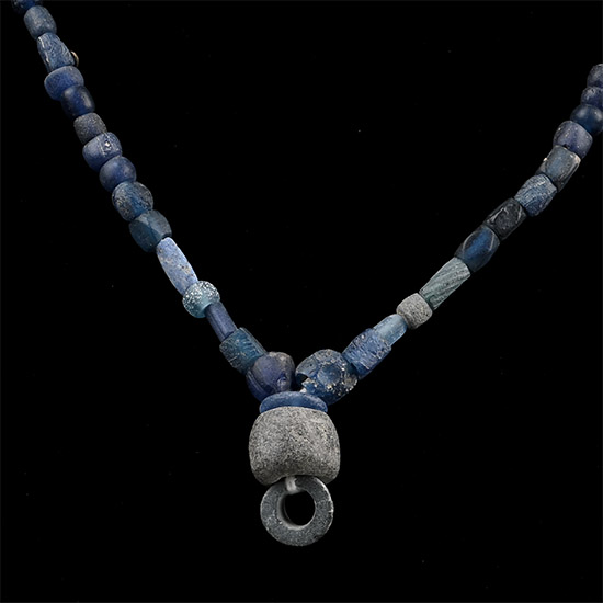 Roman and Other Dark Blue Glass Bead Necklace String