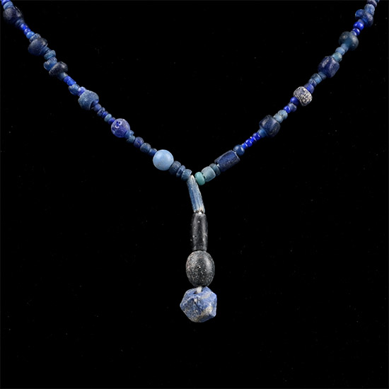 Roman and Other Dark Blue Glass Bead Necklace String