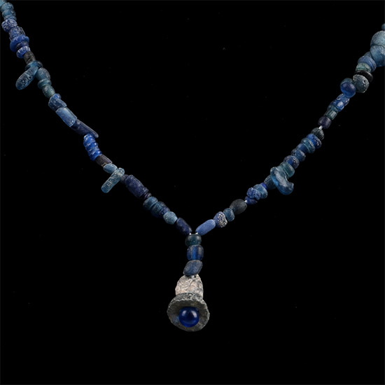 Roman and Other Dark Blue Glass Bead Necklace String