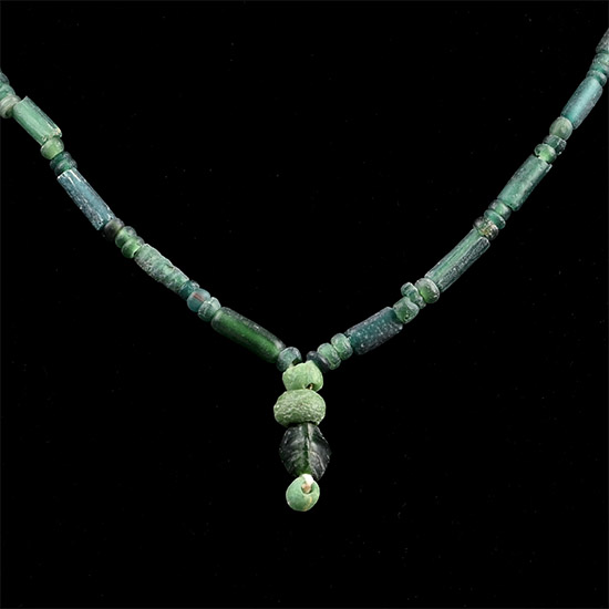 Roman and Other Emerald Green Glass Bead Necklace String