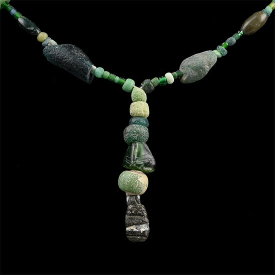 Roman and Other Green Glass Bead Necklace String