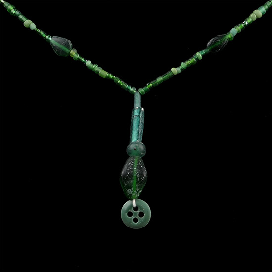 Roman and Other Green Glass Bead Necklace String