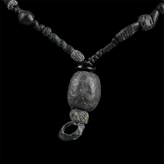 Roman and Other Black Glass Bead Necklace String