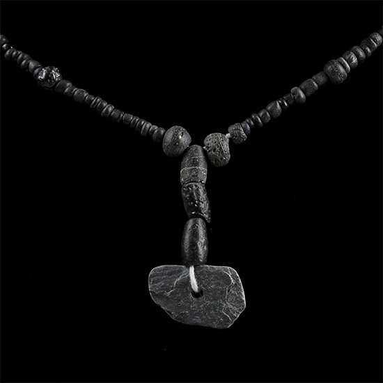 Roman and Other Black Glass Bead Necklace String