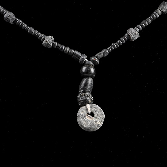 Roman and Other Black Glass Bead Necklace String