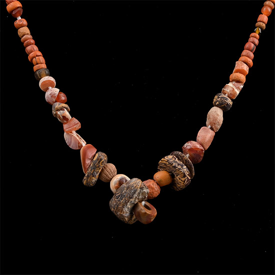 Roman and Other Coral-Coloured Glass Bead Necklace String