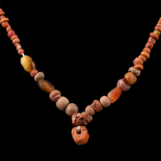 Roman and Other Coral-Coloured Glass Bead Necklace String