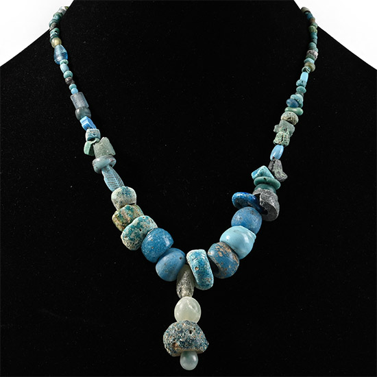 Western Asiatic and Other Pale Blue Stone and Glass Bead Necklace String