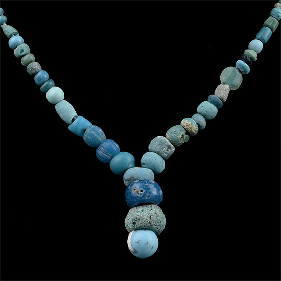 Western Asiatic and Other Pale Blue Stone and Glass Bead Necklace String