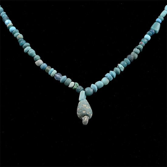 Western Asiatic and Other Pale Blue Stone and Glass Bead Necklace String