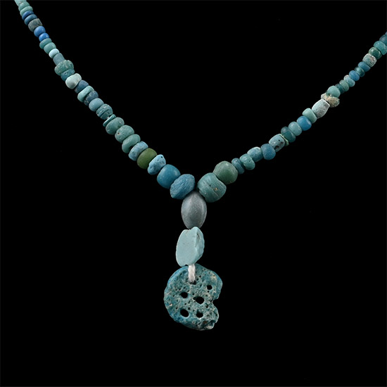 Western Asiatic and Other Pale Blue Stone and Glass Bead Necklace String