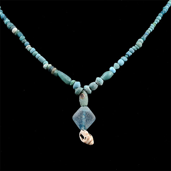 Western Asiatic and Other Pale Blue Stone and Glass Bead Necklace String