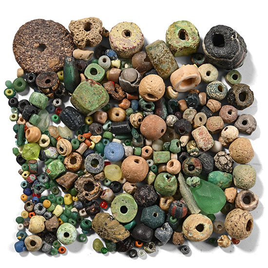 Roman and Other Mixed Stone and Glass Necklace Bead Group