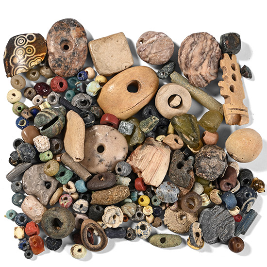 Roman and Other Mixed Stone and Glass Necklace Bead Group