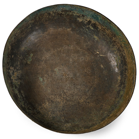 Large Qaznavid Bronze Bowl with Floral Design