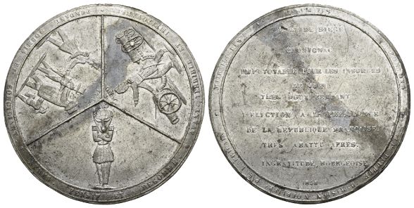 France. Second Republic, General Cavaignac Pewter Medal.