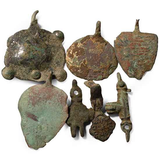 Medieval Knights Bronze Heraldic Horse Harness Pendant and Hanger Group