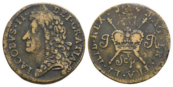 Ireland. James II AE Shilling.